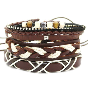 1 Set 4PCS Leather multi-layer bracelet