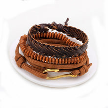 1 Set 4PCS Leather multi-layer bracelet