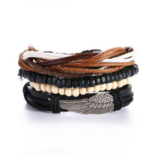 1 Set 4PCS Leather multi-layer bracelet