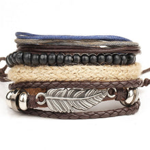 1 Set 4PCS Leather multi-layer bracelet