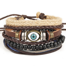 1 Set 4PCS Leather multi-layer bracelet