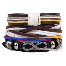 1 Set 4PCS Leather multi-layer bracelet