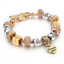 Luxury Crystal Heart Gold Charm Bracelets For Women