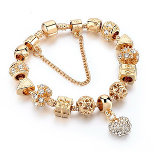 Luxury Crystal Heart Gold Charm Bracelets For Women