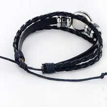 Zodiac Sign Black leather bracelet