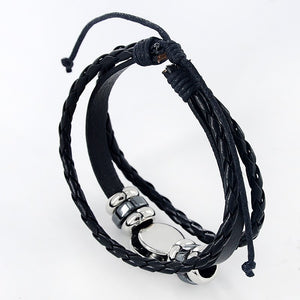Zodiac Sign Black leather bracelet
