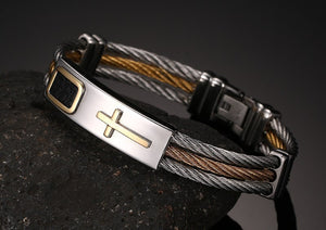 2017 New Gold Stainless Steel Jesus Cross Bracelet