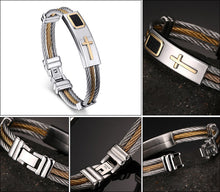 2017 New Gold Stainless Steel Jesus Cross Bracelet